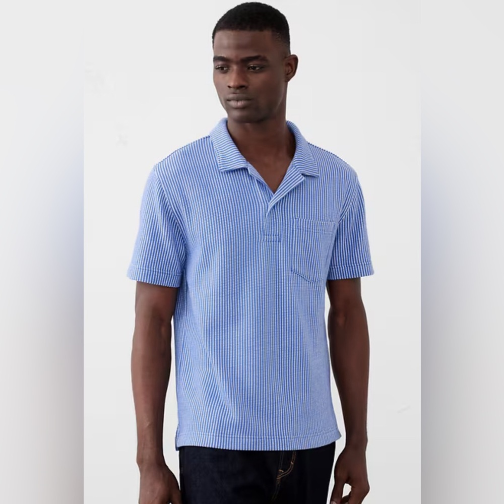 Men’s Banana Republic Texture Striped Polo Medium NWT